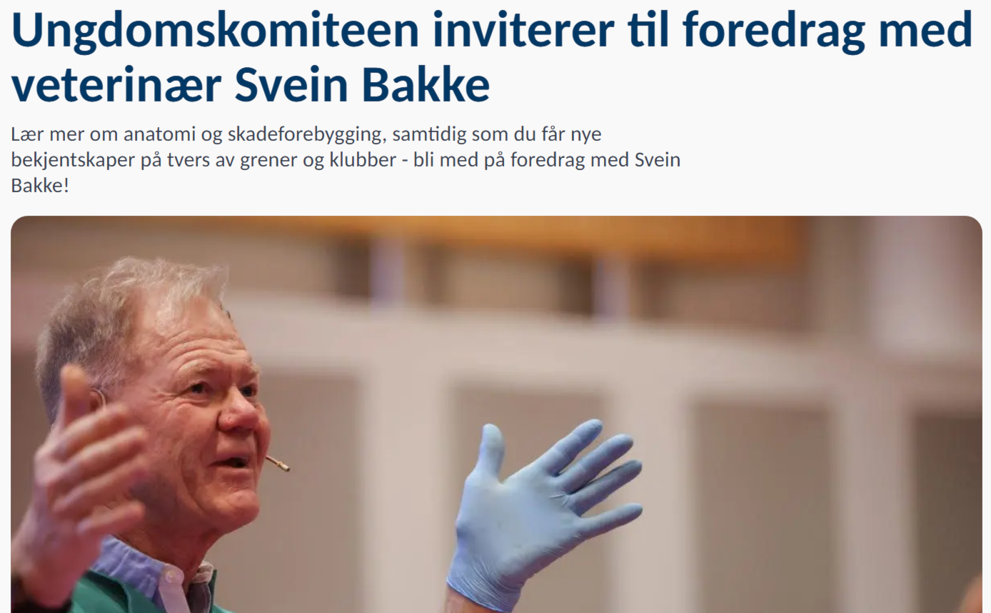 Image for Rytterforbundets ungdomskomite inviterer til foredrag med veterinær Svein Bakke